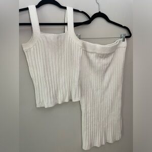 White Sweater Tank and Skirt Set